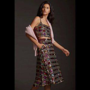 Anthropologie Maeve Sequined Deco Skirt Two Piece Set